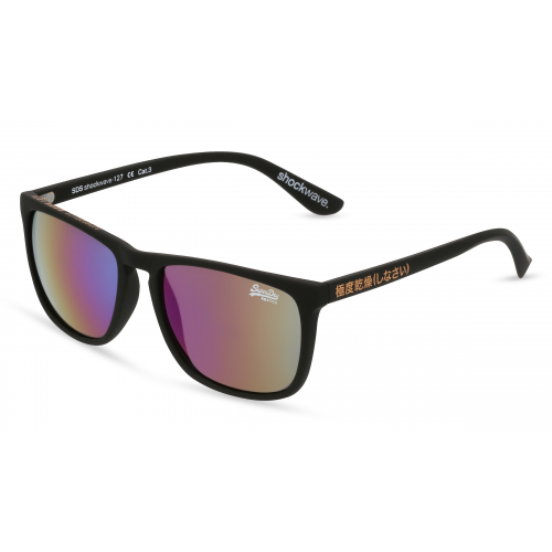 Superdry SHOCKWAVE Unisex-Sonnenbrille Vollrand Eckig Kunststoff-Gestell, schwarz