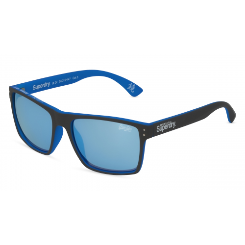 Superdry KOBE Unisex-Sonnenbrille Vollrand Eckig Kunststoff-Gestell, blau