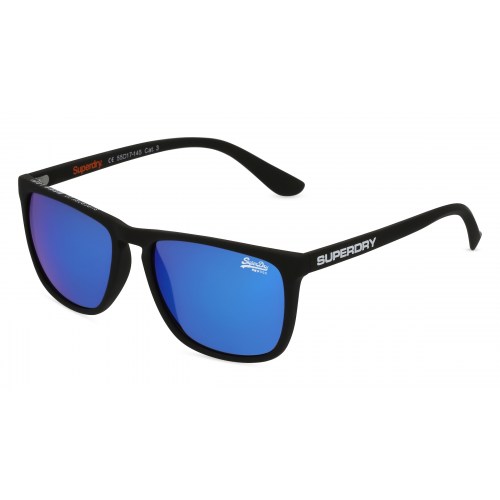 Superdry SHOCKWAVE Unisex-Sonnenbrille Vollrand Eckig Kunststoff-Gestell, schwarz