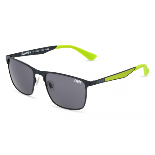 Superdry ACE Herren-Sonnenbrille Vollrand Eckig Metall-Gestell, schwarz