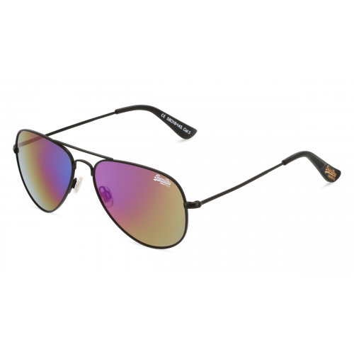 Superdry HERITAGE Unisex-Sonnenbrille Vollrand Pilot Metall-Gestell, schwarz