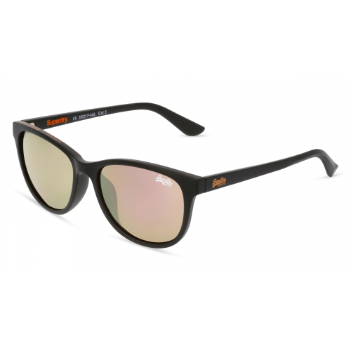 Superdry LIZZIE Damen-Sonnenbrille Vollrand Panto Kunststoff-Gestell, schwarz