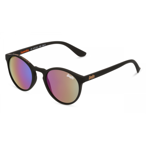 Superdry SARATOGA Damen-Sonnenbrille Vollrand Panto Kunststoff-Gestell, schwarz