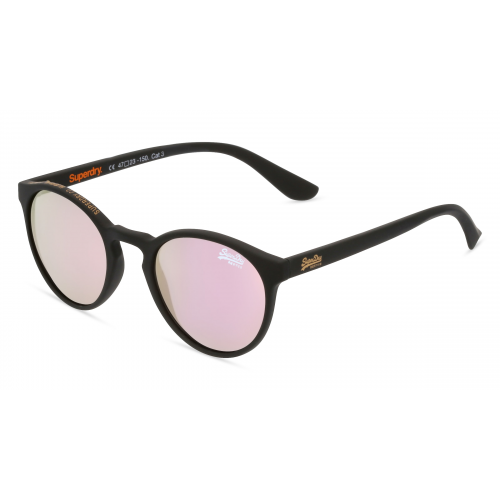 Superdry SARATOGA Damen-Sonnenbrille Vollrand Panto Kunststoff-Gestell, schwarz