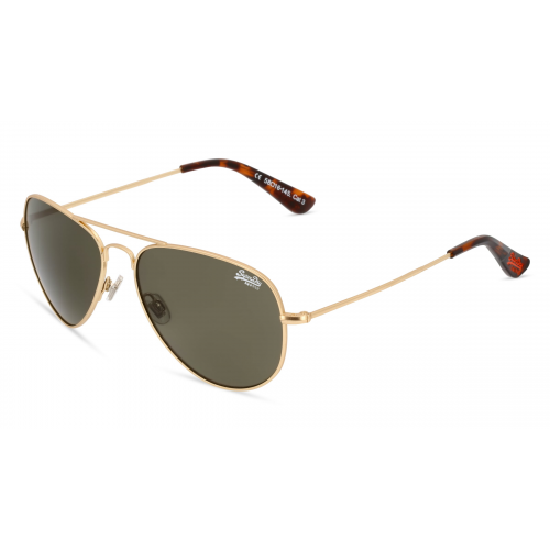 Superdry HERITAGE Unisex-Sonnenbrille Vollrand Pilot Metall-Gestell, gold