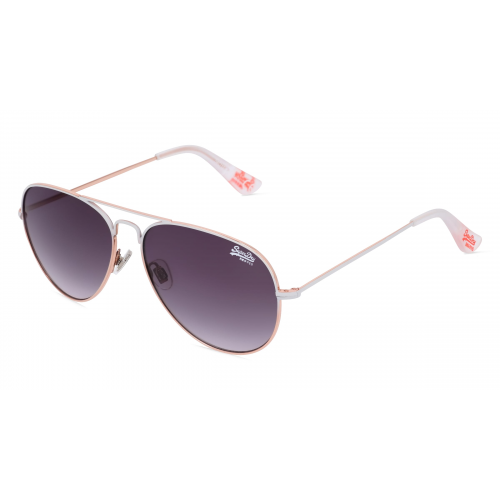 Superdry HERITAGE Unisex-Sonnenbrille Vollrand Pilot Metall-Gestell, weiß