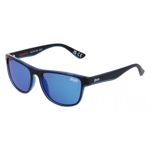 Superdry ROCKSTEP Unisex-Sonnenbrille Vollrand Eckig Kunststoff-Gestell, schwarz