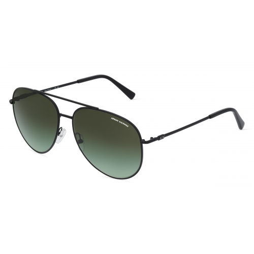 Armani Exchange AX2043S Herren-Sonnenbrille Vollrand Pilot Metall-Gestell, Schwarz