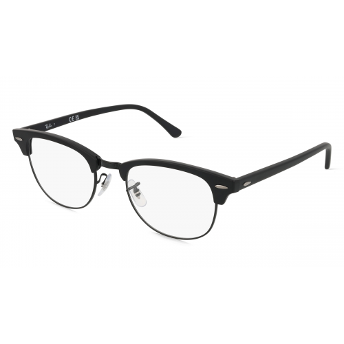 Ray-Ban 0RX5154 CLUBMASTER Unisex-Brille inkl. Gläser Vollrand Browline Acetat-Gestell 53mm/21mm/150mm, schwarz