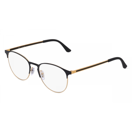 Ray-Ban RX6375 Unisex-Brille inkl. Gläser Vollrand Panto Metall-Gestell 51mm/18mm/145mm, schwarz