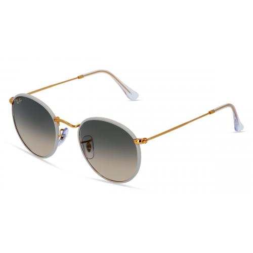 Ray-Ban RB 3447JM ROUND FULL COLOR Herren-Sonnenbrille Vollrand Panto Metall-Gestell, grau