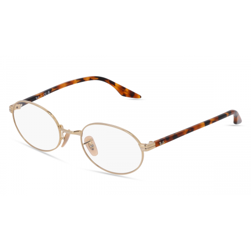 Ray-Ban RB 6481 V Unisex-Brille inkl. Gläser Vollrand Oval Metall-Gestell 51mm/21mm/145mm, gold