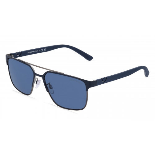 Emporio Armani EA2134 Herren-Sonnenbrille Vollrand Pilot Metall-Gestell, blau