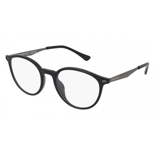 Emporio Armani EA3188U Herren-Brille inkl. Gläser Vollrand Rund Kunststoff-Gestell 51mm/20mm/150mm, schwarz