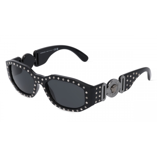 Versace VE4361 Unisex-Sonnenbrille Vollrand Achteckig Kunststoff-Gestell, schwarz