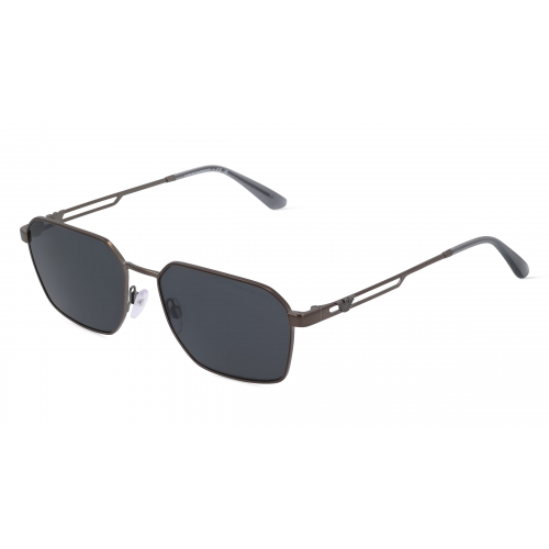 Emporio Armani EA2140 Herren-Sonnenbrille Vollrand Achteckig Metall-Gestell, grau