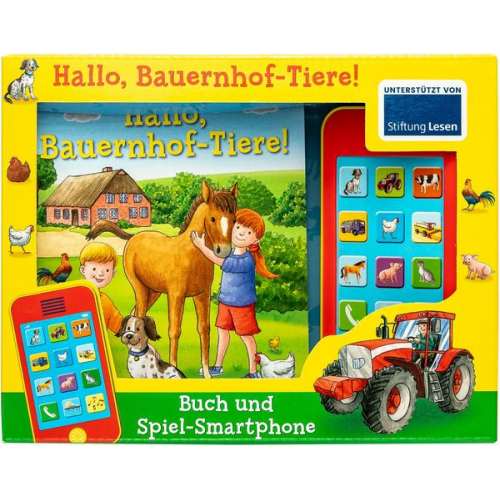 Hallo, Bauernhof-Tiere! - Pappbilderbuch und Spiel-Smartphone mit über 20 Geräuschen