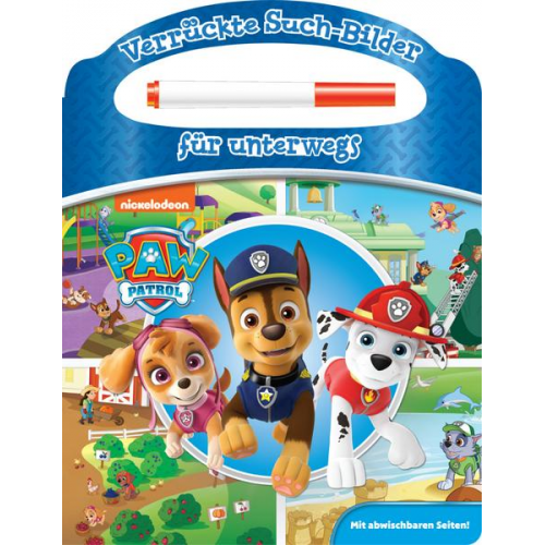 PAW Patrol - Verrückte Such-Bilder für unterwegs - Wimmelbuch - Pappbilderbuch mit Stift und abwischbaren Seiten