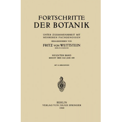 Fritz Wettstein - Fortschritte der Botanik
