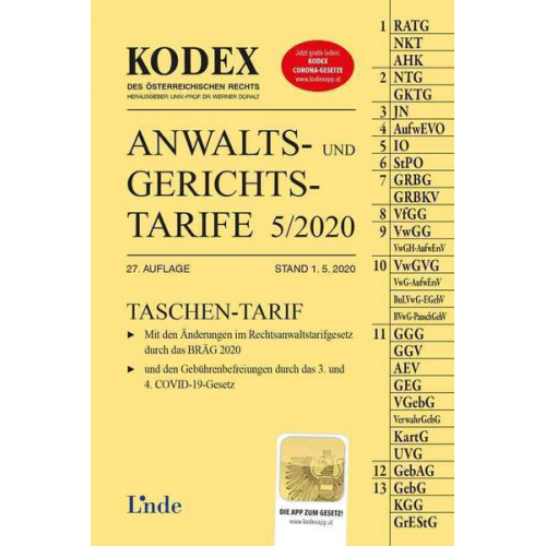 Dietmar Dokalik - KODEX Anwalts- und Gerichtstarife 5/2020