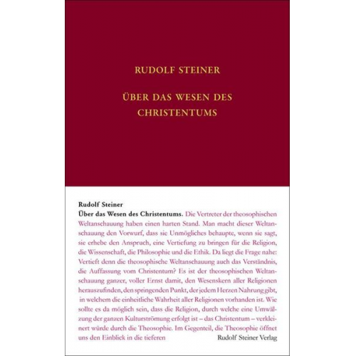 Rudolf Steiner & Rudolf Steiner Nachlassverwaltung - Über das Wesen des Christentums