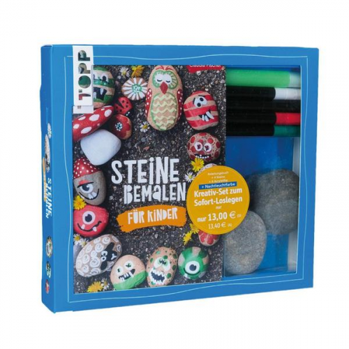 87934 - Kreativ-Set Steine bemalen für Kinder (Buch + Material)