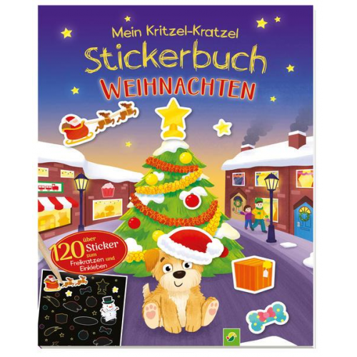 Mein Kritzel-Kratzel-Stickerbuch Weihnachten mit Bambus-Stick