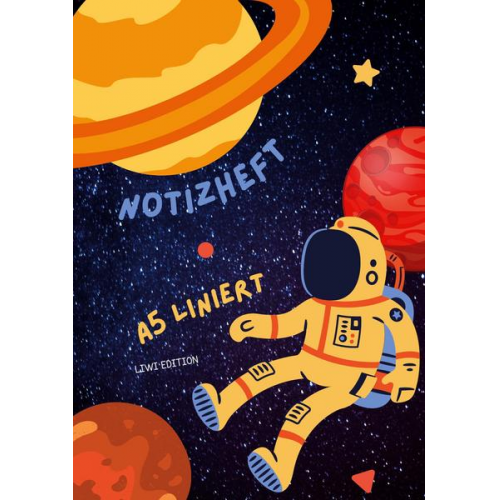 Notizbuch A5 & Notizheft A5 & Notebook A5 - Dünnes Notizheft für Kinder - A5 liniert - Softcover Astronaut -