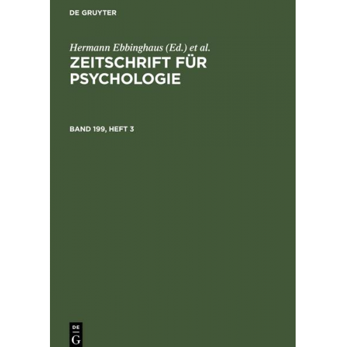 Zeitschrift für Psychologie, Band 199, Heft 3, Zeitschrift für Psychologie Band 199, Heft 3