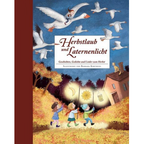 Herbstlaub und Laternenlicht