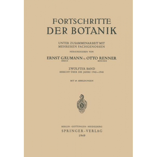 Ernst Gäumann & Otto Renner - Fortschritte der Botanik