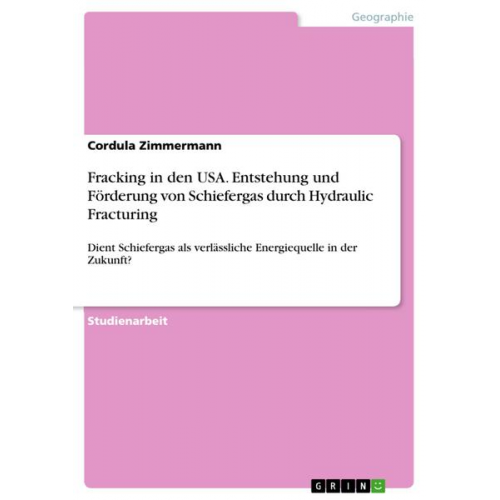 Cordula Zimmermann - Fracking in den USA. Entstehung und Förderung von Schiefergas durch Hydraulic Fracturing