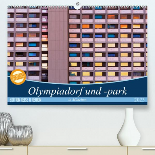 Martina Schikore - Olympiadorf und -park in München (Premium, hochwertiger DIN A2 Wandkalender 2023, Kunstdruck in Hochglanz)