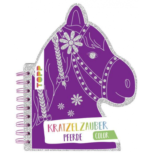 Frechverlag - Kratzelzauber Color Pferde (Kratzelbuch in Pferdekopfform)