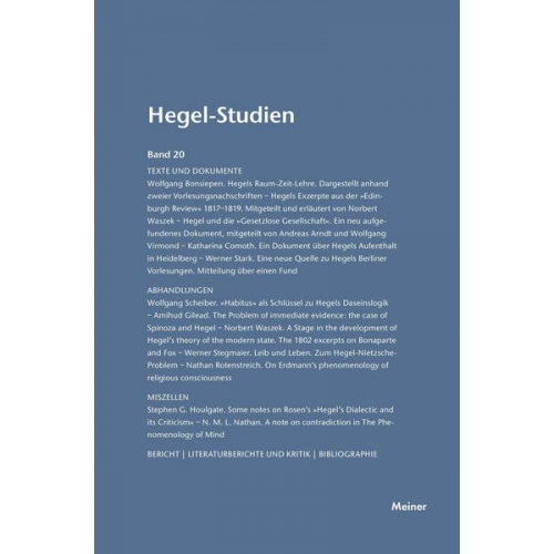 Hegel-Studien Band 20