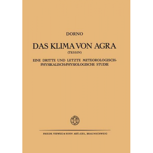 Carl W. Dorno - Das Klima von Agra (Tessin)