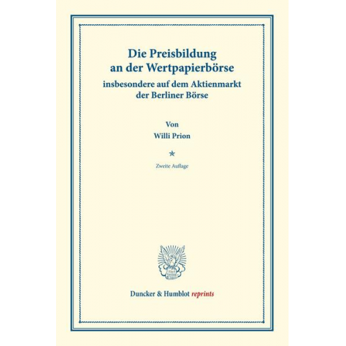 Willi Prion - Die Preisbildung an der Wertpapierbörse