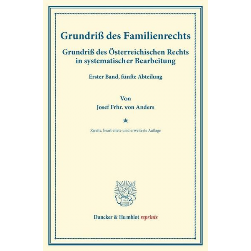 Josef Frhr. Anders - Grundriß des Familienrechts.