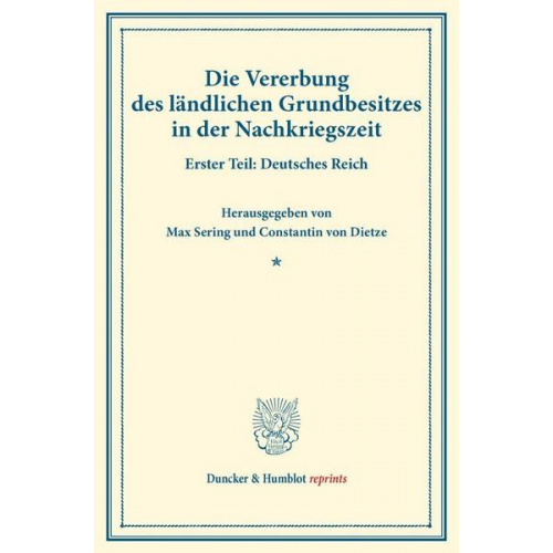 Die Vererbung des ländlichen Grundbesitzes in der Nachkriegszeit.