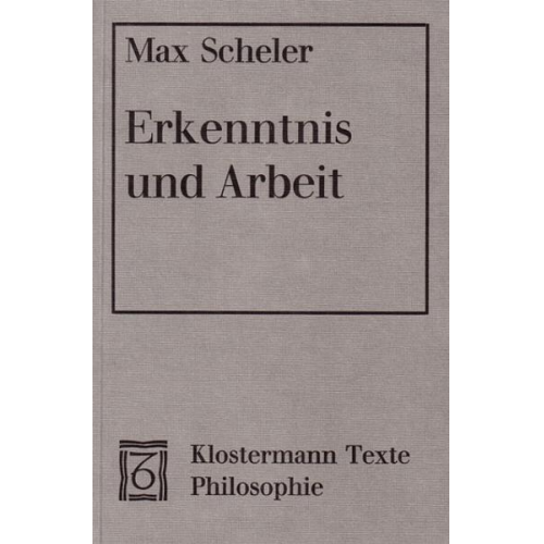 Max Scheler - Erkenntnis und Arbeit