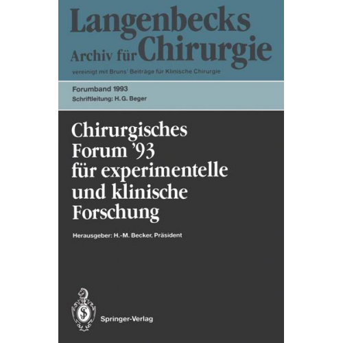 Chirurgisches Forum ’93 für experimentelle und klinische Forschung