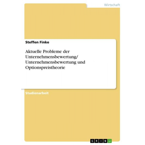 Steffen Finke - Aktuelle Probleme der Unternehmensbewertung/ Unternehmensbewertung und Optionspreistheorie