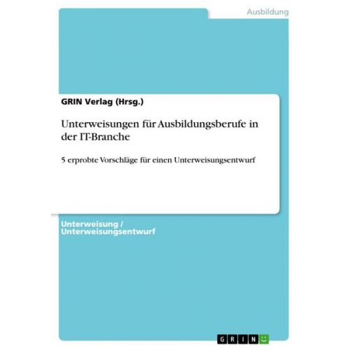 GRIN Verlag (Hrsg. - Unterweisungen für Ausbildungsberufe in der IT-Branche