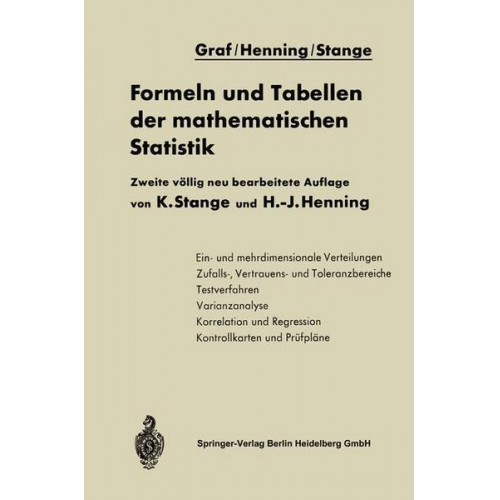 NA Graf & Kurt Stange & Hans-Joachim Henning - Formeln und Tabellen der mathematischen Statistik