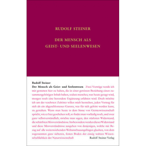 Rudolf Steiner - Der Mensch als Geist- und Seelenwesen