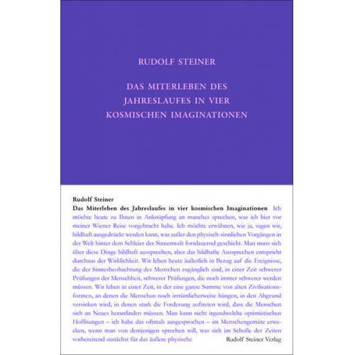 Rudolf Steiner - Das Miterleben des Jahreslaufes in vier kosmischen Imaginationen