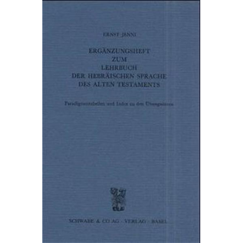 Ernst Jenni - Ergänzungsheft zum Lehrbuch der Hebräischen Sprache