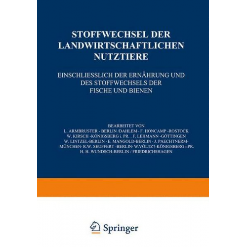 NA Armbruster & NA Honcamp & NA Kirsch & NA Lehmann & NA Lintzel - Stoffwechsel der Landwirtschaftlichen Nutztiere