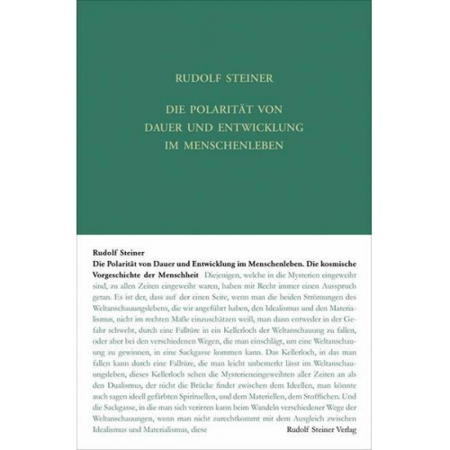 Rudolf Steiner - Die Polarität von Dauer und Entwickelung im Menschenleben