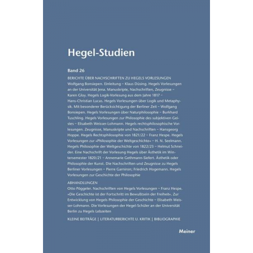 Hegel-Studien Band 26